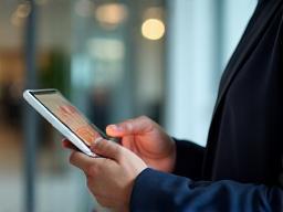 Adviseur houdt tablet met duurzame energiegegevens